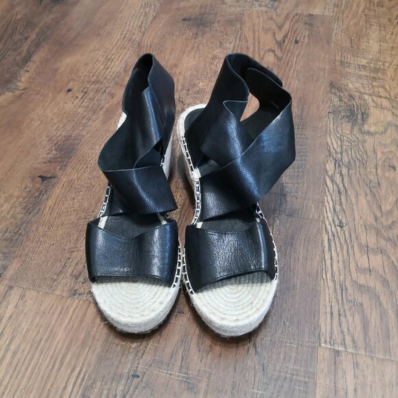 Brand New Eileen Fisher Willow Tumbled Leather Wedge Espadrille Size 10 - Picture 4 of 10